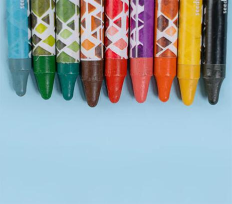 Recycled paper plantable crayons