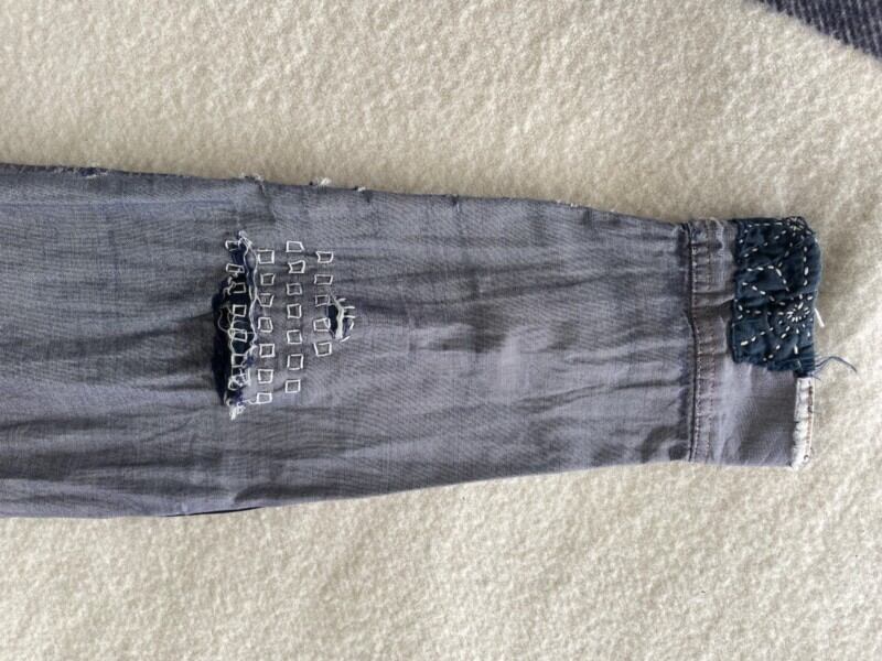 Sashiko technique employed on a pair of pants