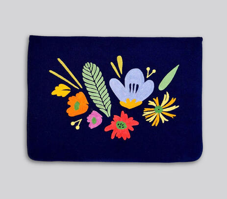 Aari hand embroidered navy blue laptop sleeve