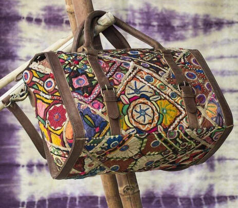 Handmade upcycled handbag with patchwork