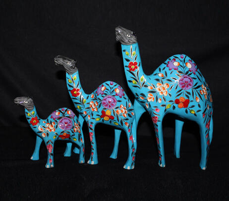 Hand painted papier mache camels