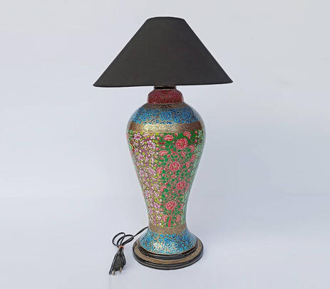 Hand painted papier mache table lamp