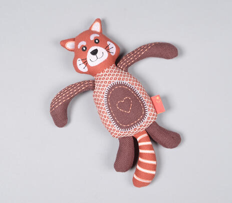 Embroidered recycled fabric plush fox toy