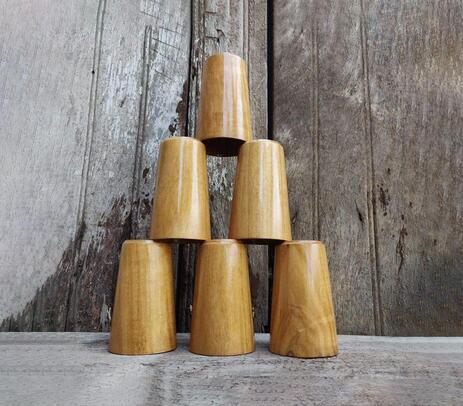 Turned teak wood drinking glasses