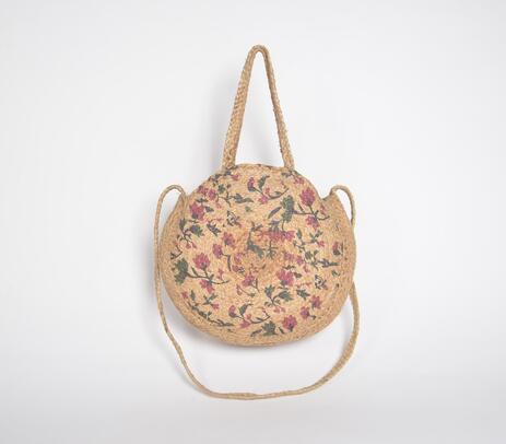 Braided floral bamboo bag