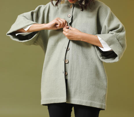 Handwoven merino wool kimono sleeves short jacket