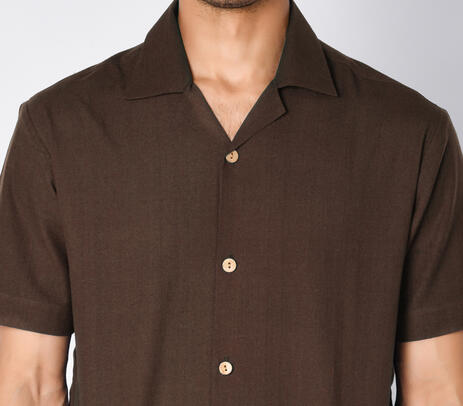 Handwoven organic cotton men's solid casual shirt
