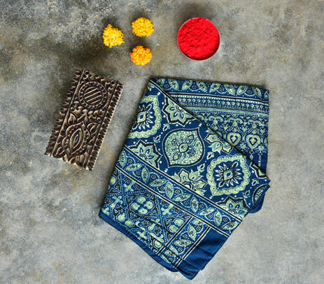 Ajrakh block printed stole