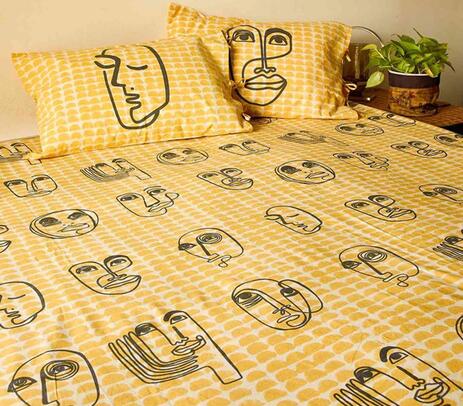 Block printed cotton homecoming bedsheet