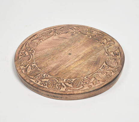 Hand carved mango wood floral chopping board
