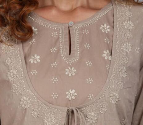 Chikankari embroidered cotton floral kurta