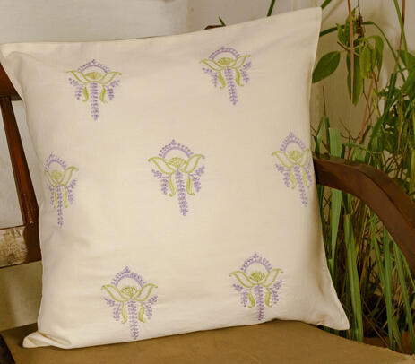 Chikankari embroidered cotton cushion cover