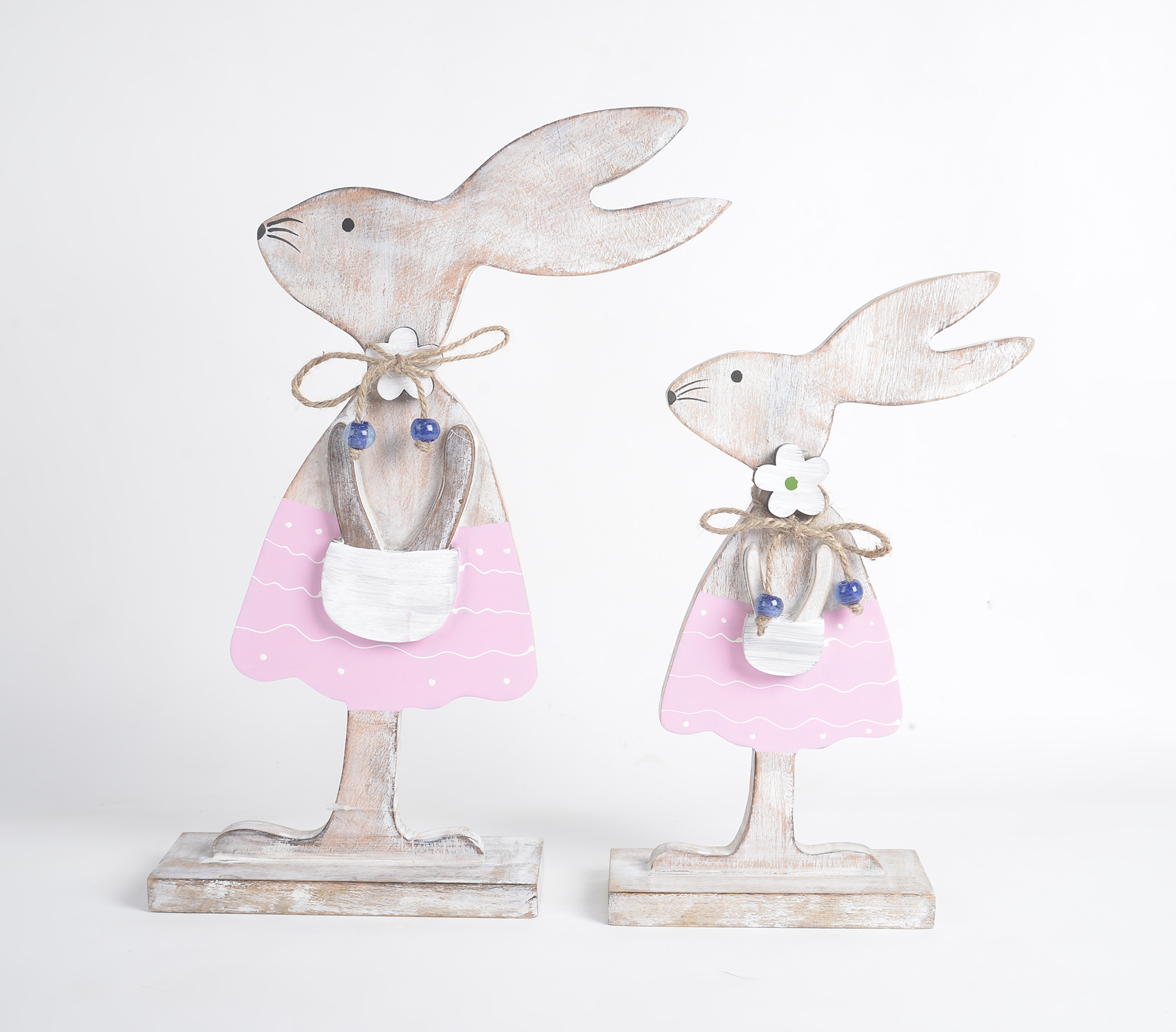 Bunny wooden tabletop decoratives (set of 2)