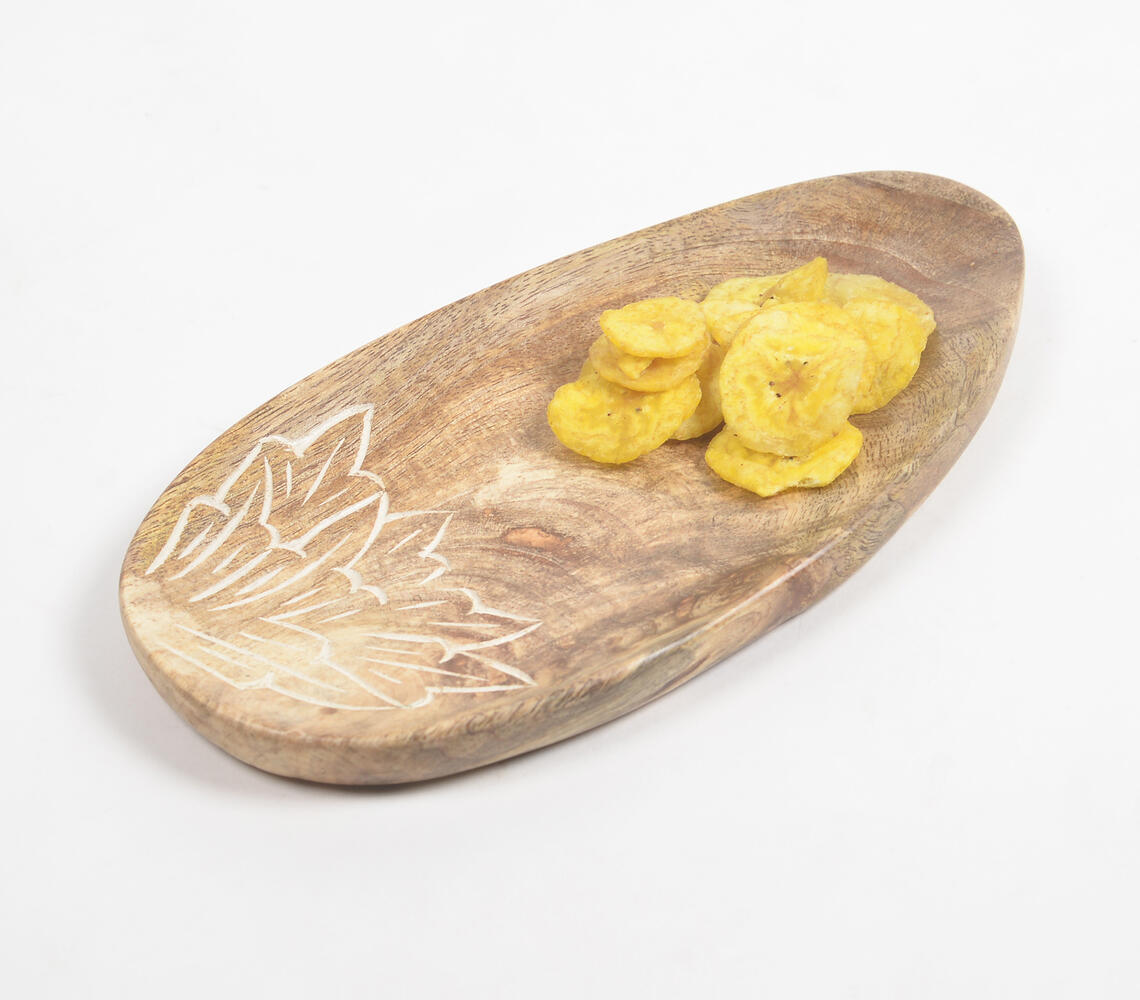 Carved mango wood abstract platter