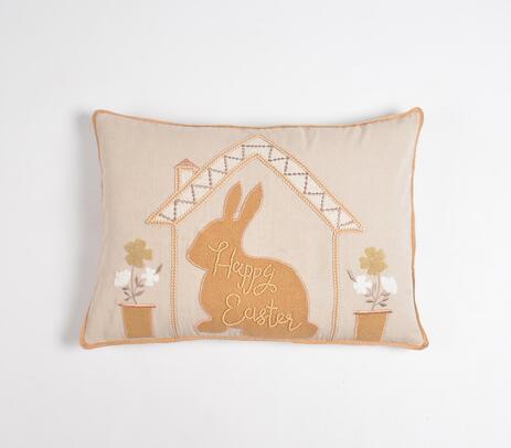 Embroidered easter cotton lumbar cushion cover