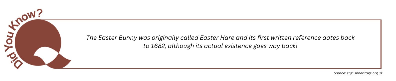 Fun fact about the origins of Easter bunny: The Easter Bunny was originally called Easter Hare and its first written reference dates back to 1682, although its actual existence goes way back!