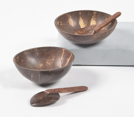 Eco-friendly coconut shell bowls & spoons