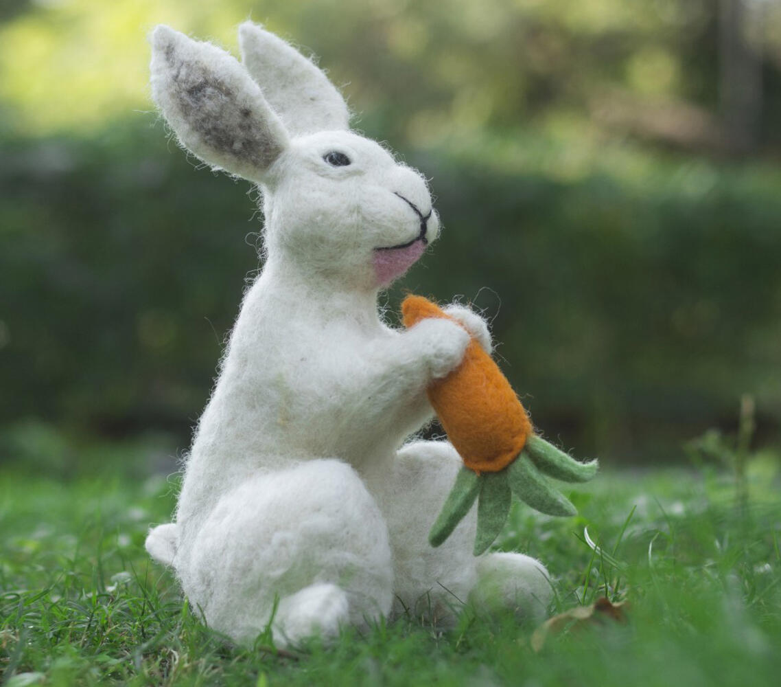 Hand stitched felt bunny with carrot