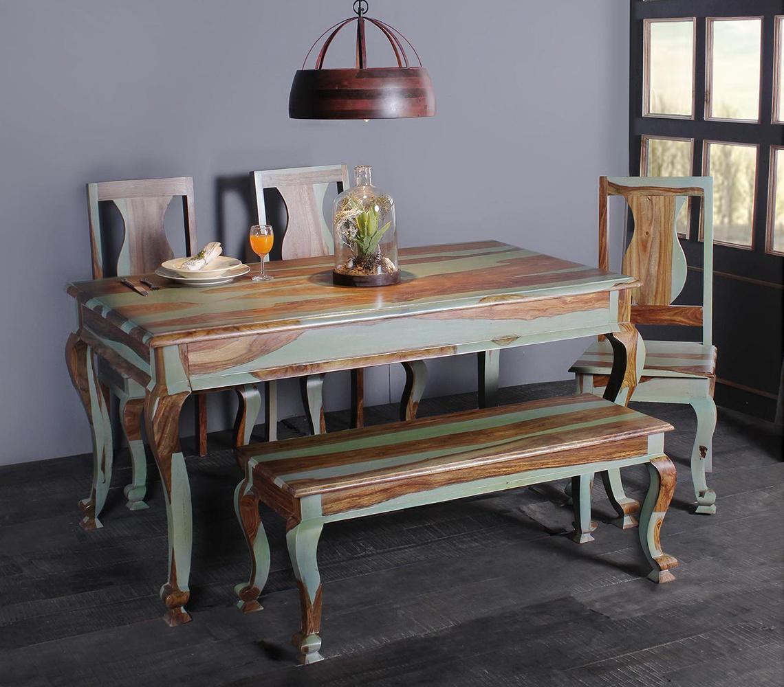 Handmade solid wood six seater dining set