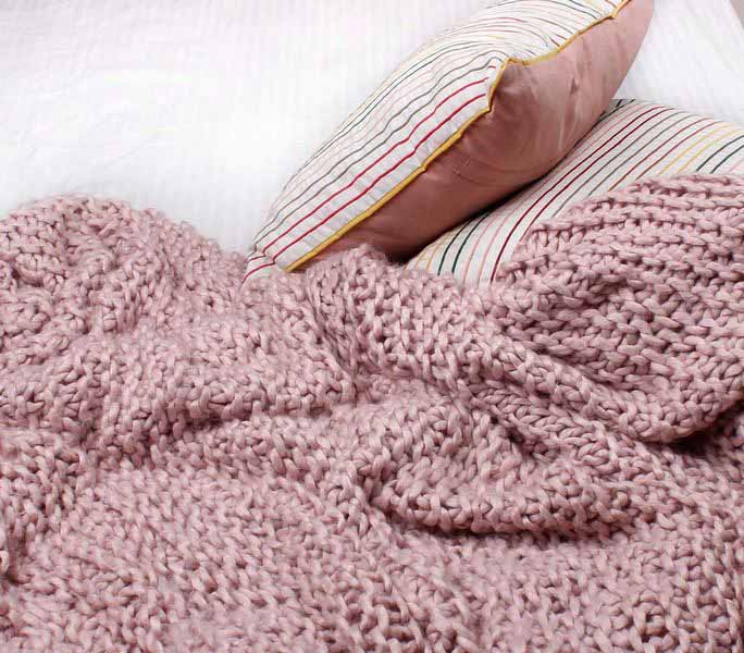 Knitted throw blanket