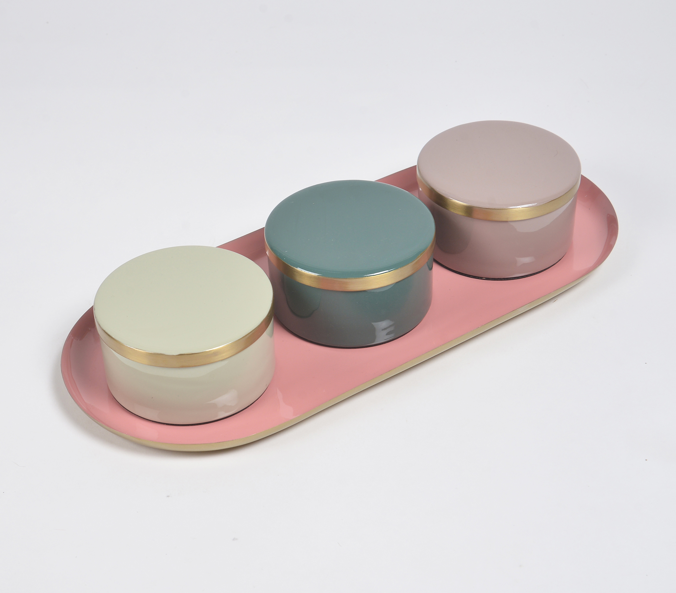 Pastel enamelled iron snack serveware