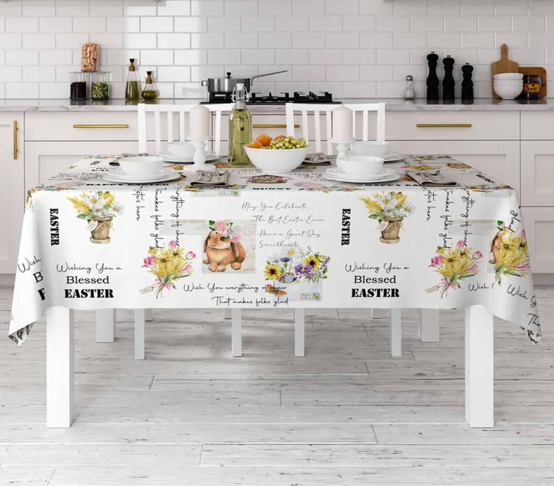 Printed easter cotton tablecloth