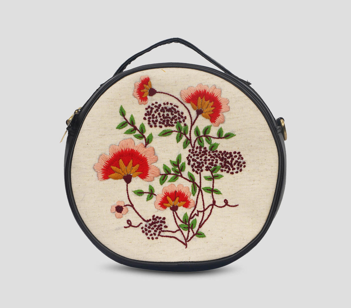Embroidered floral sling bag