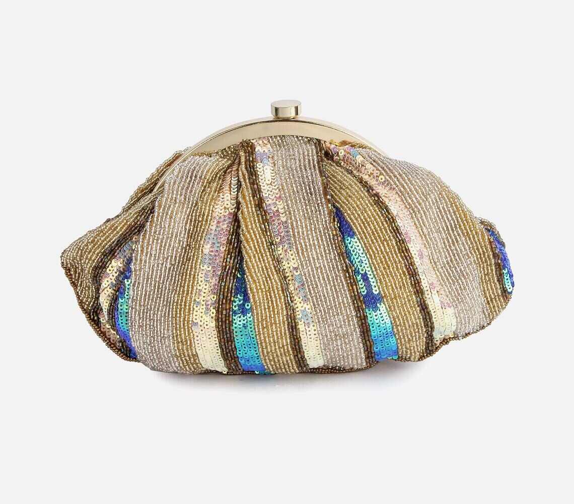 Embroidered silk shimmer pouch