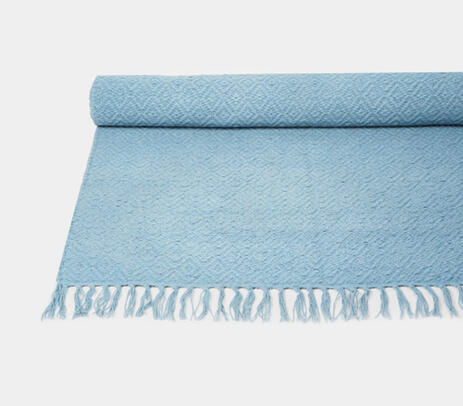 Handwoven cotton light blue yoga mat