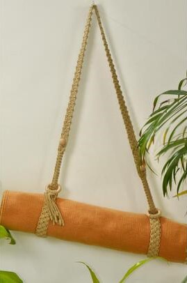 Macrame cotton brown yoga mat strap