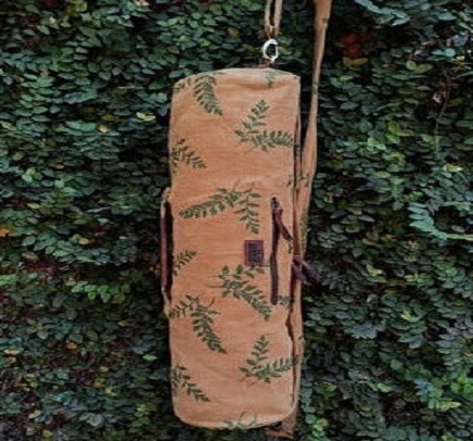 Hand stitched burlap brown yoga bag