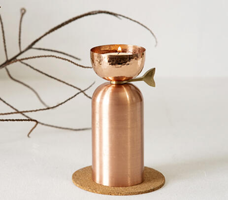 Copper aura tall tealight holder