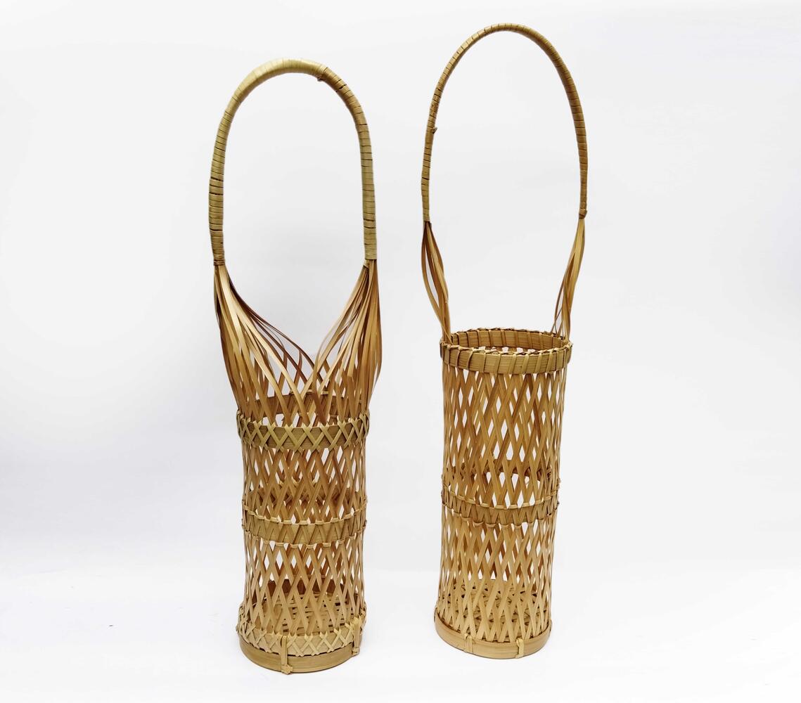 Handwoven bamboo bottle holders (set of 2)