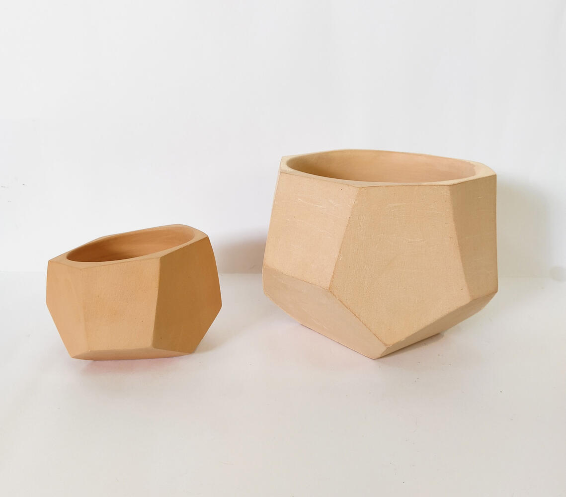 Terracotta geometric planters (set of 2)