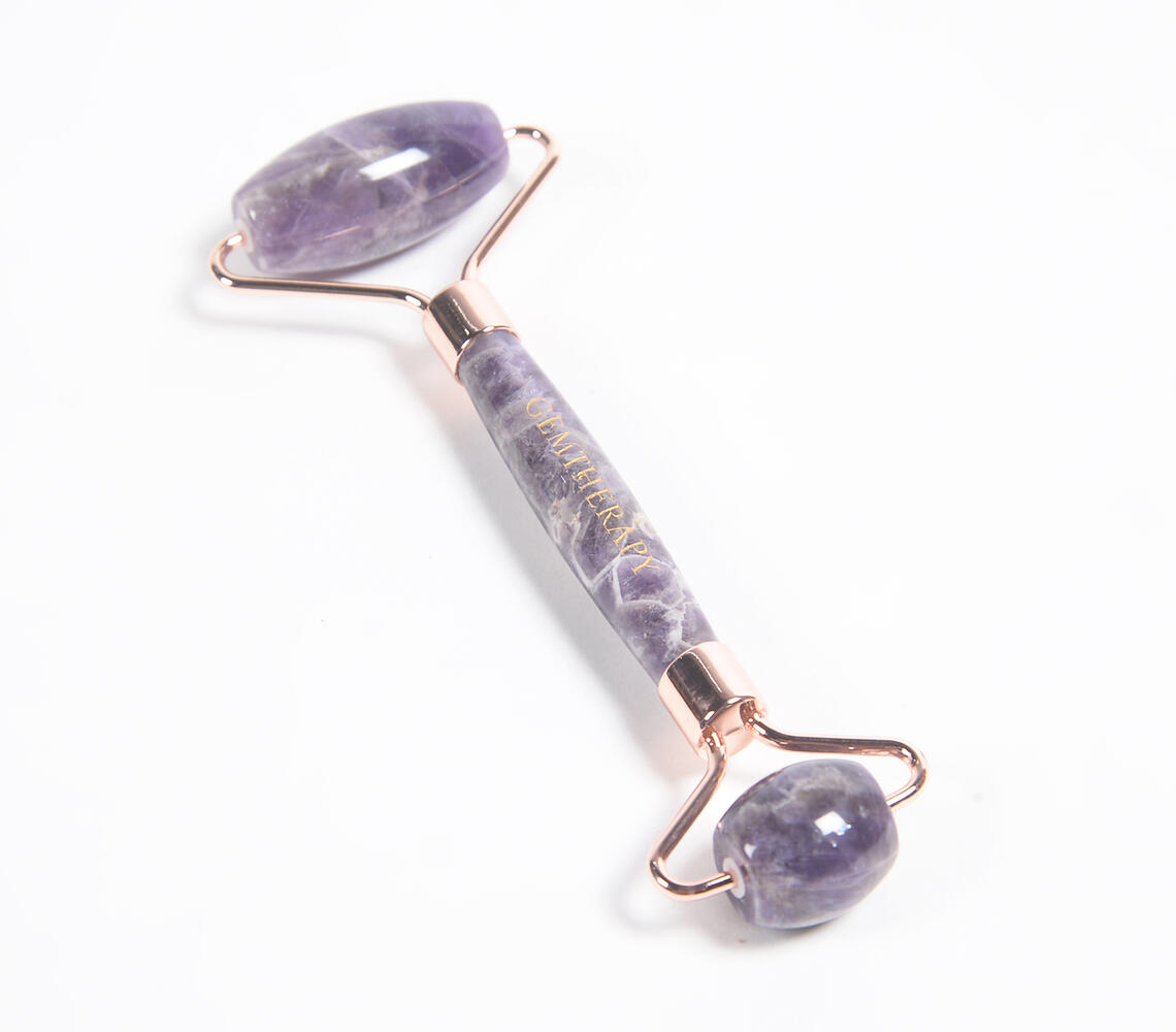 Hand cut amethyst face roller