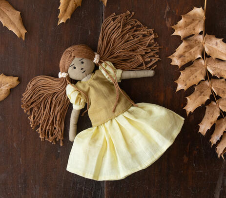 Handmade cotton & neem wood doll set