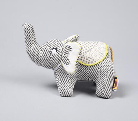 Embroidered recycled fabric plush elephant toy