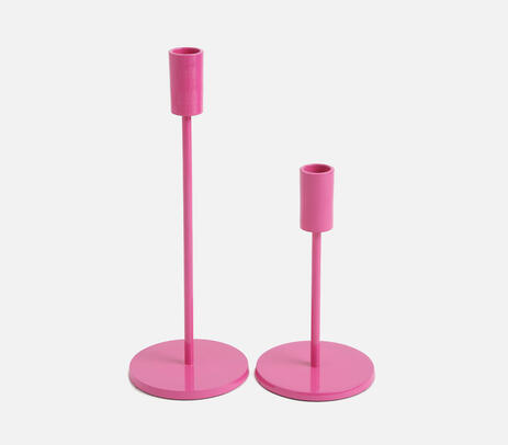 Metal cast fuschia candle holders