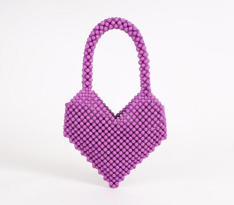 Handmade glass beads heart handbag