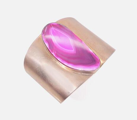 Agate pink cuff bracelet