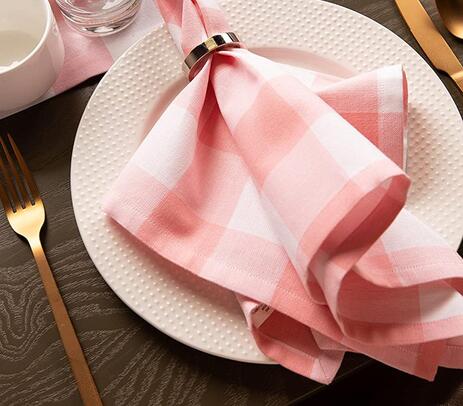 Cotton pink buffalo checks napkins