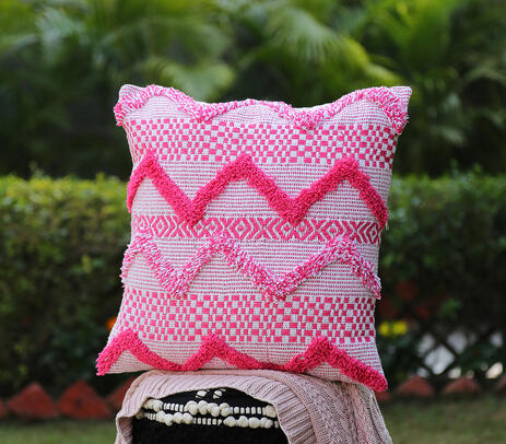 Chevron tufted cotton cushion cover