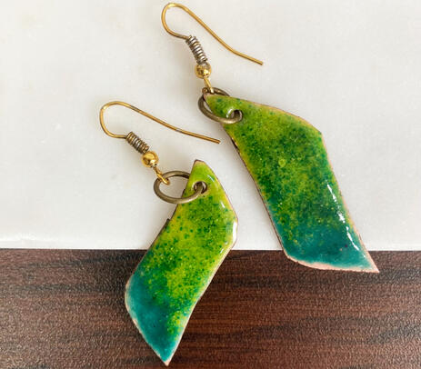 Enameled copper ombre earrings