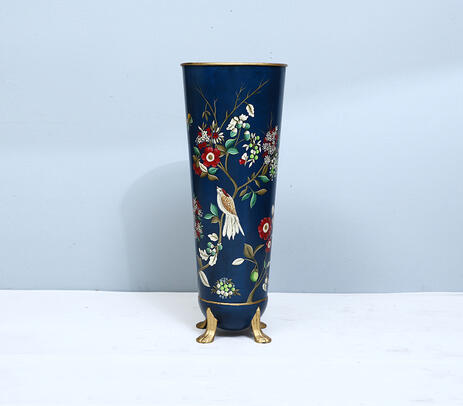 Hand painted iron nature blue vase