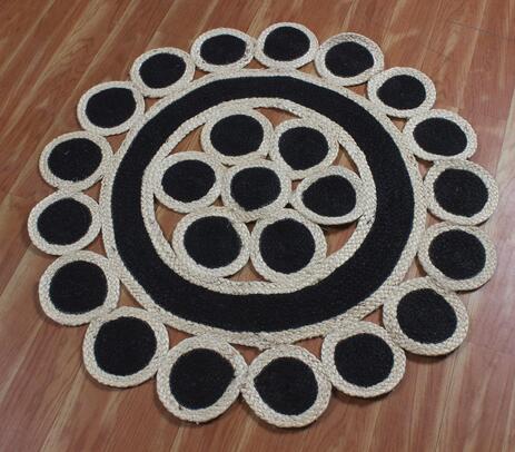 Handwoven jute floral monochrome rug
