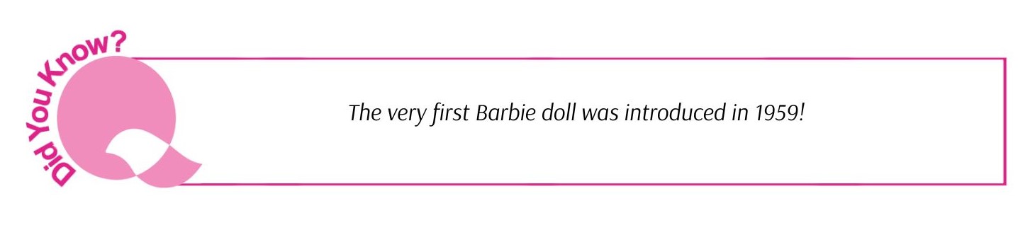 The very first Barbie doll was introduced in 1959!