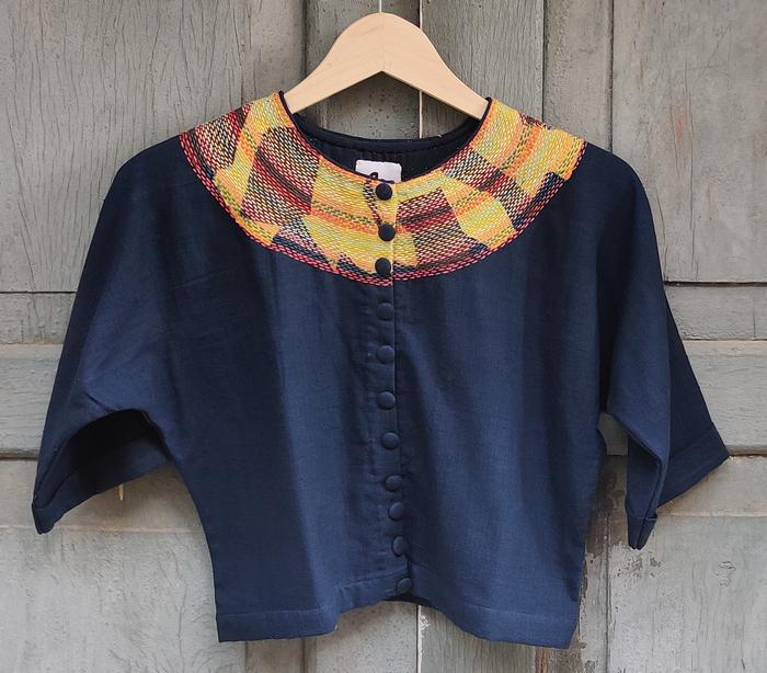 Handwoven cotton sujani crop top