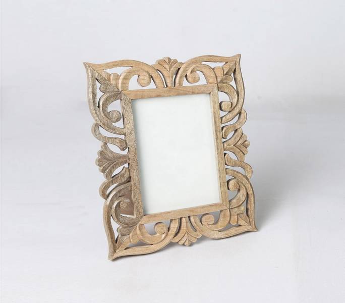 Hand carved mango wood photo frame