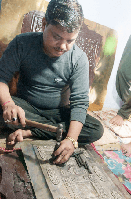 Banaras metal repousse craft