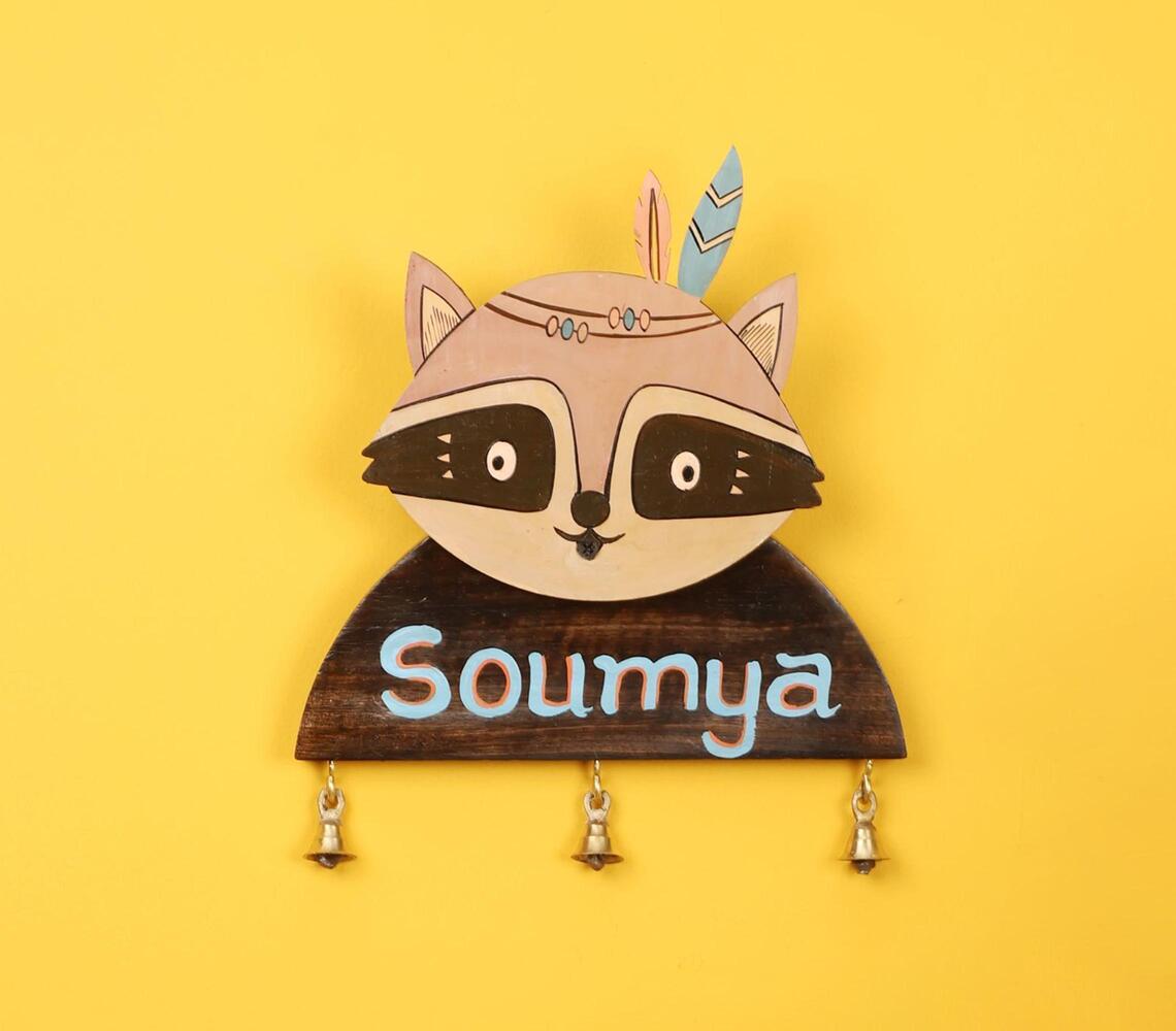 Raccoon wooden nameplate